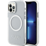 Etui Guess Metal Outline Magsafe na iPhone 12 / iPhone 12 Pro - srebrne