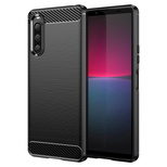 Carbon Case Cover für Sony Xperia 10 V flexibles Silikon Carbon Cover schwarz