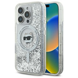 Karl Lagerfeld Liquid Glitter Choupette Head Magsafe Hülle für iPhone 16 Pro Max – transparent