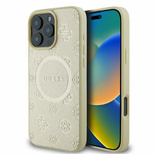 Guess Saffiano Peony Classic Logo MagSafe iPhone 16 Pro Max Case - Gold