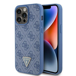 Guess GUHCP15XP4TDPB iPhone 15 Pro Max 6.7&quot; blue/blue hardcase Leather 4G Triangle Strass