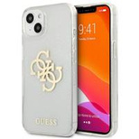 Guess GUHCP13SPCUGL4GTR iPhone 13 mini 5,4&quot; transparente Hartschale Glitter 4G Big Logo