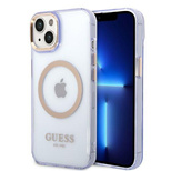 Guess GUHMP14SHTCMU iPhone 14 6.1&quot; purple/purple hard case Gold Outline Translucent MagSafe