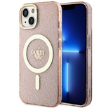 Guess GUHMP14MHCMCGP iPhone 14 Plus 6.7" pink/pink hardcase Glitter Gold MagSafe