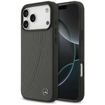 Mercedes Leather Large Laurel Leave MagSafe Case für iPhone 17 Pro Max – Schwarz und Grau