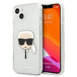 Etui Karl Lagerfeld Glitter Karl's Head na iPhone 13 mini - srebrne