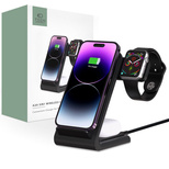 Ładowarka Tech-Protect QI15W-A20 indukcyjna ze stojakiem 3w1 na smartfon / słuchawki / Apple Watch - czarna