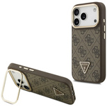 Guess 4G PU Dreieck-Logo &amp; Standkamera Magsafe Hülle für iPhone 17 Pro - Braun