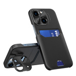 Leder Stand Case für Samsung Galaxy S23 Ultra Cover Kartenetui mit Ständer schwarz