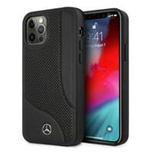 Mercedes Leder-Perforated Area Case für iPhone 12 Pro Max - Schwarz
