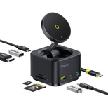 Baseus MagPro Series II 7-in-1 USB-C Hub with MagSafe-compatible Charger 15W + HDMI + USB-A + USB-C + SD/TF - Black