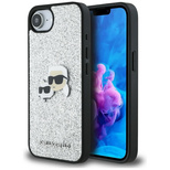Karl Lagerfeld Fixed Glitter Ikonik Metal Pin case for iPhone 16e - silver