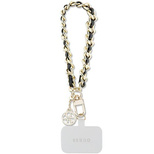 Pasek Guess Saffiano Chain 4G Charm - czarny