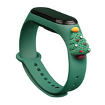 Strap Xmas für Xiaomi Mi Band 3 / 4 Weihnachts-Silikonarmband mit Weihnachtsbaum - Dunkelgrün