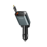 Joyroom JR-CCL07 3-in-1 Autoladegerät mit integriertem einziehbarem Kabel - Dunkelgrau