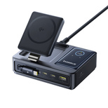 Baseus NOMOS 140W Qi2 5-in-1 Kabellose Ladestation mit einziehbarem USB-C-Kabel und Digitalanzeige – Schwarz