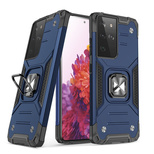 Wozinsky Ring Armor Tough Hybrid Case Cover + Magnethalterung für Samsung Galaxy S22 Ultra blau