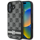 DKNY Checkered Pattern &amp; Printed Stripes case for iPhone 16 - black