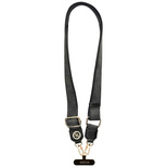 Guess Universal CBDY 4G Tether Patch Strass Metal Logo Phone Lanyard - Black