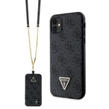 Guess GUHCN61P4TDSCPK Case for iPhone 11 / Xr - Black Crossbody 4G Metal Logo