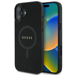 Guess Saffiano Classic Logo MagSafe-Hülle für iPhone 16 Plus – Schwarz