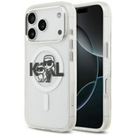 Karl Lagerfeld IML Glitter Karl &amp; Choupette Sketch Logo MagSafe Hülle für iPhone 17 Pro - Transparent