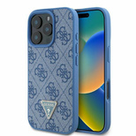 Guess Leather 4G Triangle Strass MagSafe Case for iPhone 16 Pro - Blue