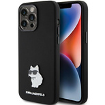 Karl Lagerfeld Choupette Metal Pin-Hülle aus Silikon für iPhone 15 Pro Max – Schwarz