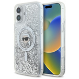 Karl Lagerfeld Liquid Glitter Karl Head Magsafe Hülle für iPhone 16 – transparent