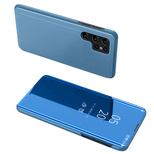 Clear View Case cover for Samsung Galaxy S23 Ultra cover with a flap blue