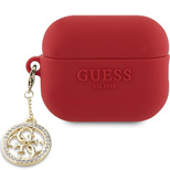 Guess GUAP23DSLGHDF AirPods Pro 2-Abdeckung roter 3D-Gummi-4G-Diamant-Charm