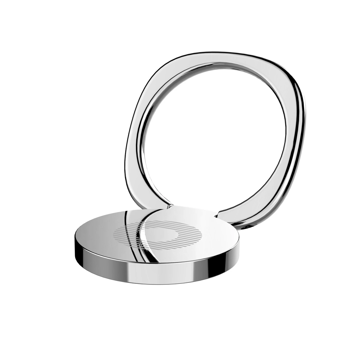 Srebrny Uchwyt Baseus Privity Ring z funkcją stojaka na białym tle