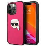 Karl Lagerfeld KLHCP13XPKMP iPhone 13 Pro Max 6,7" różowy/pink hardcase Leather Ikonik Karl`s Head Metal