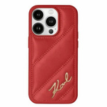 Karl Lagerfeld Diagonal Quilted Script case for iPhone 15 / 14 / 13 - red