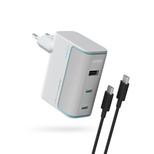 Cuktech AD1003EU 100W GaN 2x USB-C + USB-A Wandladegerät mit Kabel – Weiß