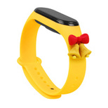 Opaska Strap Xmas do Xiaomi Mi Band 3 / 4 świąteczny silikonowy pasek bransoletka z dzwonkami - żółta