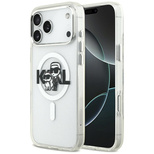 Karl Lagerfeld IML Glitter Karl &amp; Choupette Sketch Logo MagSafe Case für iPhone 17 Pro Max – Transparent