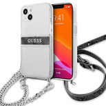 Guess GUHCP13SKC4GBSI iPhone 13 mini 5.4&quot; Transparent hardcase 4G Gray Strap Silver Chain