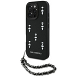 Karl Lagerfeld Saffiano Crystals w/Chain iPhone 16 Pro Max Hülle - Schwarz