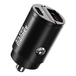 Silver Monkey PDQC-CPCT30-SM 30W car charger 1x USB-C PD 1xUSB-A QC - black