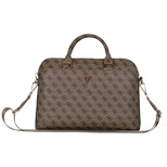 Guess 4G Zipper Pocket Triangle Logo 15&quot; Laptop Bag - Brown