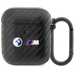 Etui BMW Carbon Double Metal Logo na AirPods 1/2 - czarne