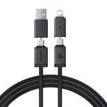 Kabel Baseus Versatile 60W USB-C - USB-C z adapterami USB-A i Lighting 1m - czarny