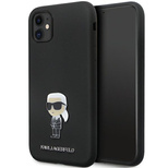 Karl Lagerfeld KLHCN61SMHKNPK Hülle für iPhone 11 / Xr – schwarz Silikon Ikonik Metall Pin