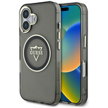 Guess IML Metal Mountain Logo MagSafe iPhone 16 Hülle - Schwarz