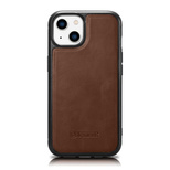 iCarer Leather Oil Wax case covered with natural leather for iPhone 14 brown (WMI14220717-BN)