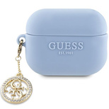 Guess GUAP23DSLGHDB AirPods Pro 2-Abdeckung blau/blauer 3D-Gummi-4G-Diamant-Charm