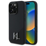 Karl Lagerfeld Silicone Shadow Metal Initial MagSafe Case for iPhone 16 Pro Max - Black