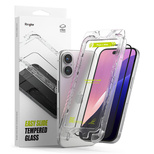 Ringke Easy Slide 2-pack tempered glass with black frame for iPhone 15 / 16