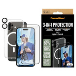 Zestaw PanzerGlass Bundle 3in1 etui przezroczyste + folia + szkło na aparat na iPhone 16